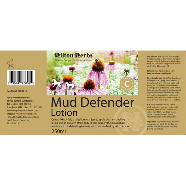 Mud Defender Lotion - whole label